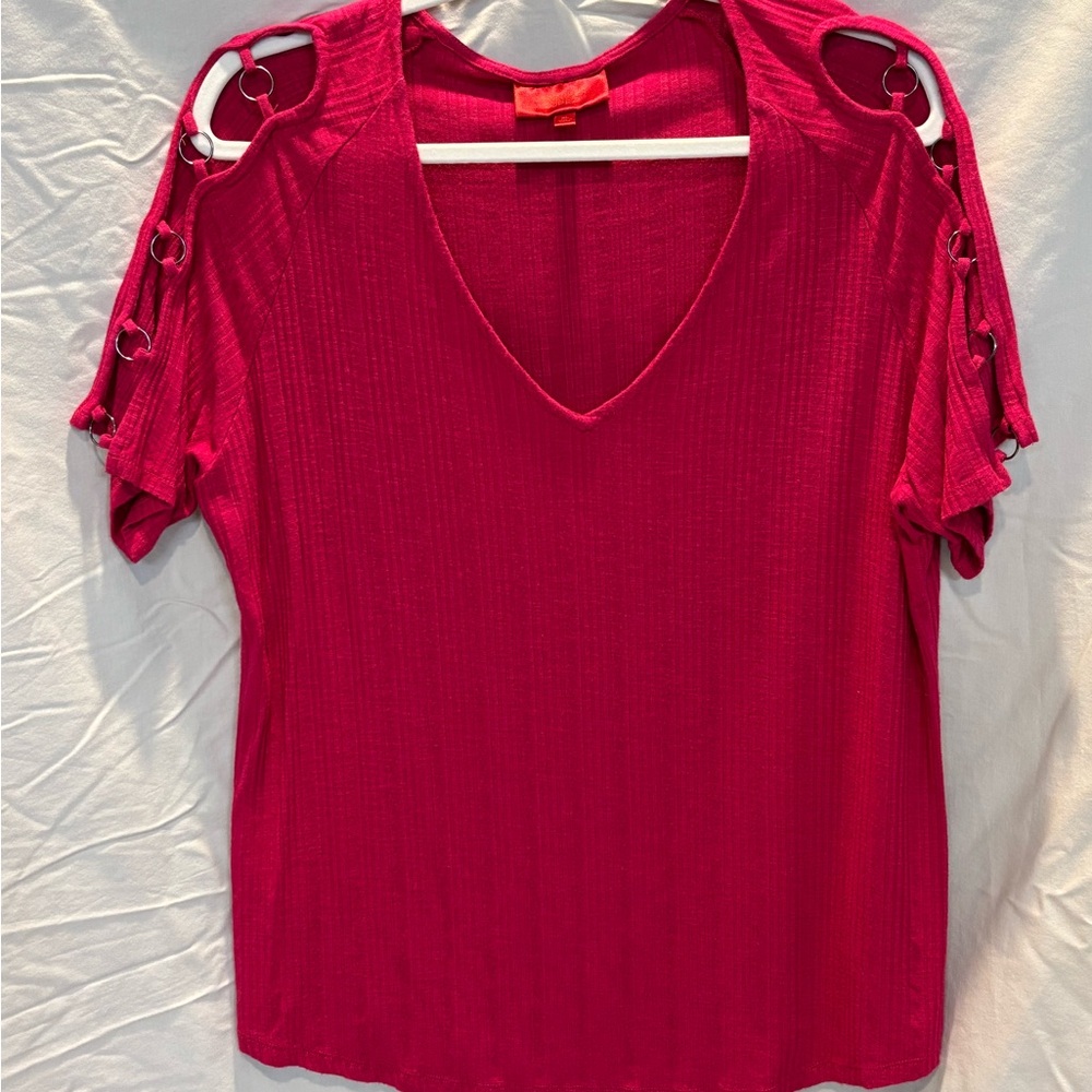 Jennifer Lopez Fuchsia Blouse with Ring Detail